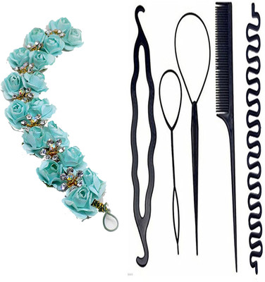 

S R Enterprises hair flower gajra 1ocs hair diy kit styling (pack of 5pcs)(Set of 5)