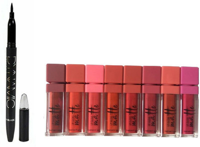 

Miss Boss kb long lasting matte lipgloss (64 g, red), dynamic eyeliner black 1.0 gm combo(Set of 2)