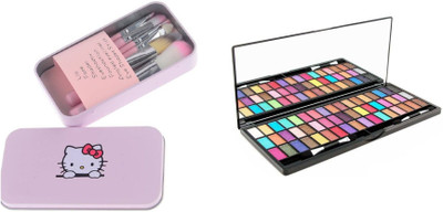 

Rhv 7 Pc Makeup Brush set Metal + 51 Color Glam Eyeshadow(Set of 2)