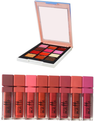 

Miss Boss kb long lasting matte lipgloss (64 g, red), color school eyeshadow 12 gm combo(Set of 2)