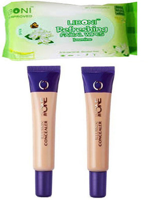 

Oriflame Sweden The One IlluSkin Concealer-Pack of 02(Nude pink & Nude Beige) With liboni refreshing facial wipes pkt(Set of 3)