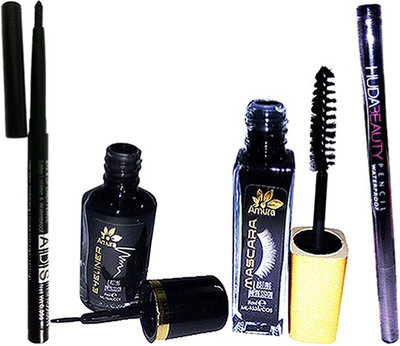 

Amura Liquid Eyeliner With Mascara & 2 Waterproof Eye Liner Pencil(Set of 4)