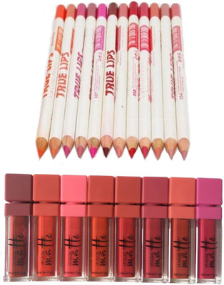 

Miss Boss kb long lasting matte lipgloss (64 g, red), Mn 12 True lips lip liner pencils combo(Set of 2)
