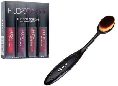 

Jollity Oval Shape Foundation Brush And Red Edition Mini Lipsticks Set Of 4(Set of 2)