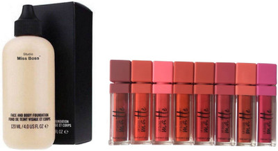 

Miss Boss kb long lasting matte lipgloss (64 g, red), Studio Perfect Finish Face & Body Foundation combo(Set of 2)