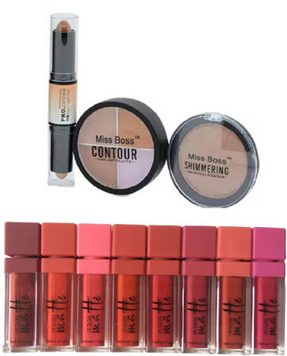 

Miss Boss kb long lasting matte lipgloss (64 g, red), kb contour stick 3in1 Concealer combo(Set of 2)