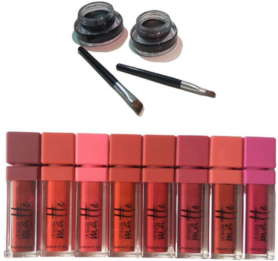 

Miss Boss kb 8 matte lipgloss and gel eyeliner with brush 6 g combo(Set of 2)