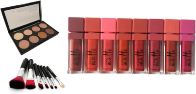 

Miss Boss kb long lasting matte lipgloss (64 g, red), hk 7 black makeup brushes , kb concealer contour combo(Set of 2)
