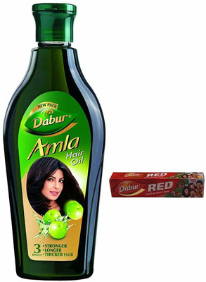 

Dabur Amla Hair Oil, 450ml with Red Toothpaste, 50g(Set of 2)