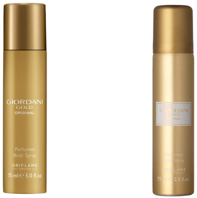 

Oriflame Giordani Gold Original + Giordani Gold Essenza Perfumed Body Spray (Set of 2 ) Body Spray - For Women(150 ml, Pack of 2)