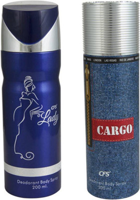 

CFS Blue 200 ml + Blue Spray 200 (400 ml, Pack of 2) Deodorant Spray - For Men & Women(400 ml, Pack of 2)
