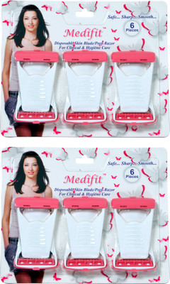 MEDIFIT Disposable 6 Blades Body & Bikini Shaving Razor For Women - Pink, Men & Women(Pack of 6)