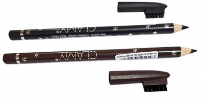 CLAMY WaterProof Eyebrow Pencil with Brush (Black, Dark Brown)(BLACK, DARK BROWN)