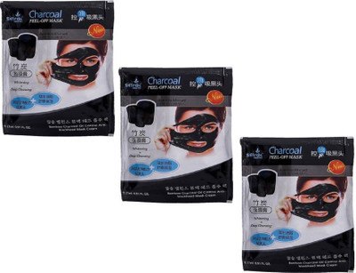 

Saffron Charcoal face mask 3 pouch pack 81ml each carry 27 ml charcoal peel off mask (81 ml)(81 ml)