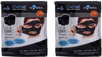 

Saffron Charcoal face mask 2 pouch pack 54ml each carry 27 ml charcoal peel off mask (27 ml)(54 ml)