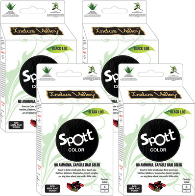 

Indus Valley Spott Hair Color Black (Set of 4)-No Ammonia,Capsule Hair Color(Black)