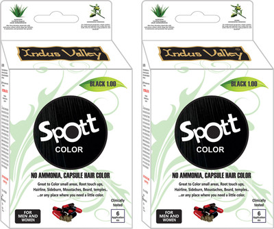 

Indus Valley Spott Color Black(Set of 2)-Touch Up Pack,No Ammonia,Capsule Hair Color(Black)