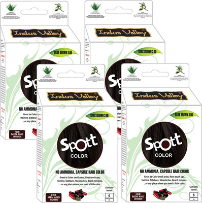 

Indus Valley Spott Hair Color Dark Brown (Set of 4)-No Ammonia,Capsule Hair Color(Dark Brown)