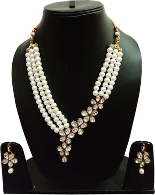 Chrishan Alloy Gold-plated White Jewellery Set(Pack of 1)