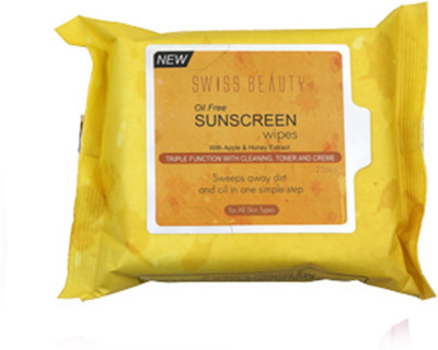 Swiss Beauty Oil Free Sunscreen Wipes With Apple & Honey Extract Makeup Remover(25 g)
