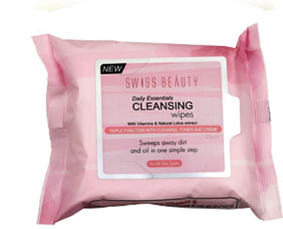 

Swiss Beauty Daily Essentials Cleansing Wipes With Vitamins & Natural Lotus Extract Makeup Remover(50 g)