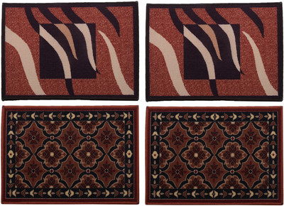 KUBER INDUSTRIES Microfiber Door Mat(Multicolor, Large, Pack of 4)
