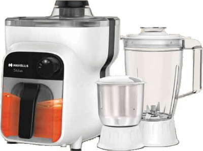 Havells GHFJMBXK050 Stilus 500W 3 Jars Juicer Mixer Grinder (White/Black)