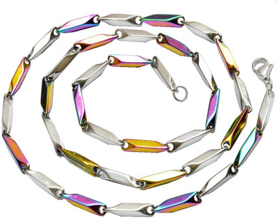 Men Style Plain Classic Design Rainbow Rectangle Link Stainless Steel Chain