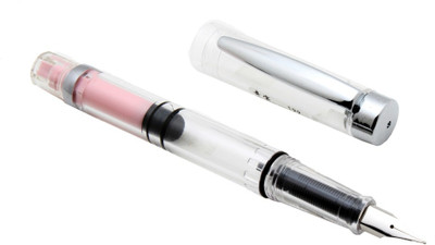 Ledos Stylish Demonstrator Safari Piston Fine Nib With Chrome Trims - Pink Fountain Pen(Ink Color - converter mechanims)
