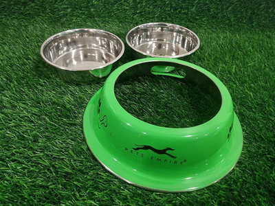 

Pets Empire Stainless Steel Detachable Anti Skid Dog Feeding Bowl Green Color Size -450 ml Round Stainless Steel Pet Bowl(450 ml Green)