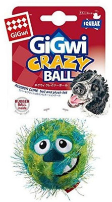 

GiGwi 'Plush Friendz' W/Foam Crazy Ball Medium Green Rubber Squeaky Toy For Dog