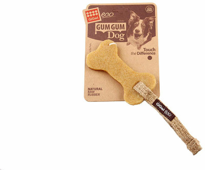 

GiGwi Big Bone Gum Gum Dog W/Hemp Strap,Yellow Rubber Bone For Dog