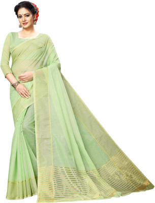 Fashion Day Self Design Chanderi Cotton Blend Saree(Light Green)