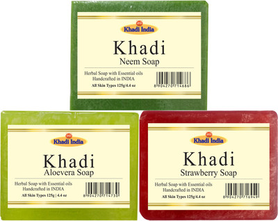 

Khadi Neem Soap Aloevera Soap Strawberry Soap(125 g, Pack of 3)