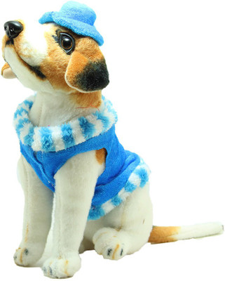 Tickles Dog Wearing a Beautiful Cap 22 cm White Tickles Animals Soft Toys