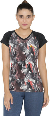 N-gal Printed Women Polo Neck Orange T-Shirt