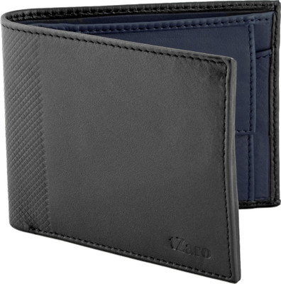 

tZaro Men Blue, Black Genuine Leather Wallet(3 Card Slots), Black and dark navy blue