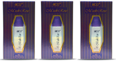 aco Musk Rose Alcohol - Free Attar Roll On 8ml Each (Pack of 3) Floral Attar(Musk)
