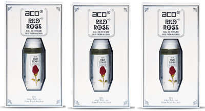 aco Red Rose Alcohol - Free Attar Roll On 8ml Each (Pack of 3) Floral Attar(Rose)