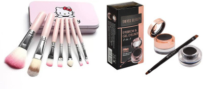 

Rtb SwissBeauty Eyeliner and Eyebrow Gel With HelloKitty Makeup Brush set of 7 with(Set of 2)
