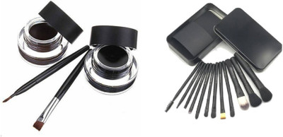 

Ladymode Black And Brown Gel Eyeliner & Makeup Brush(Set of 3)