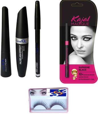 

SSG EYELASHES,KAJAL MAGIQUE SUPREME BLACK, FALSELASH EFFECT EYELINER 3 IN 1 SET ( 5)(Set of 5)