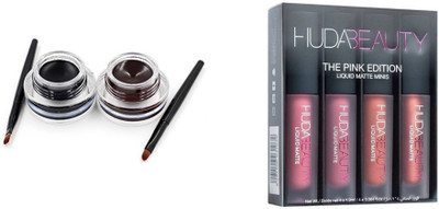 

Ladymode Black And Brown Gel Eyeliner& Pink Edition Lipstick(Set of 3)