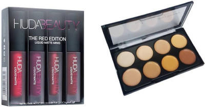 

Huda Beauty Red Edition Mini Lipstick & Kiss Beauty Concealer ( 8 Shades )(Set of 2)