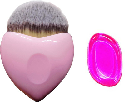 

Fully New Foundation Powder Brush Professional Nylon Hair Makeup Brush Cosmetic Blush Brush Make Up Tools With Free Silicon Jelly Sponge(Set of 2)