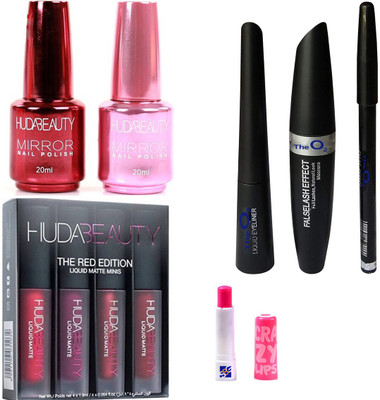 

SSG EYELASHES ,FALSELASHEFFECT 3 IN 1 EYELINER,MULTI COLOUR NAILPOILSH,red edation, Lip Balm Strawberry (10 g) set of 10(Set of 10)