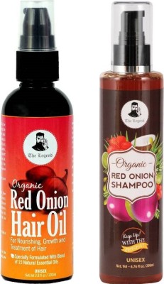 The Legend Organic Onion Oil (100 ml) & Organic Red Onion Shampoo (200 ml) ,Onion Oil - 15 Essential oils , Onion Shampoo -16 essential oils .(3 Items in the set)