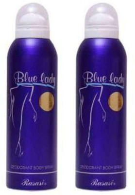 

Rasasi Blue Lady Women (200 ML + 200 ML)For Women (400 ml, Pack of 2) Deodorant Spray - For Women(200 ml, Pack of 2)
