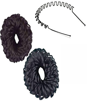 

GadinFashion Fancy Black and Brown Rubber Juda Hair Band For Women with Zig Zag Hair Band Hair Accessory Set(Black, Brown)