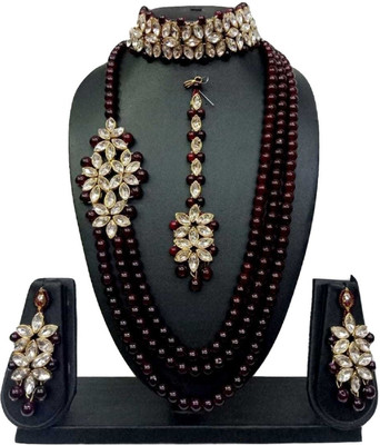 CATALYST Alloy Gold-plated Maroon, White, Red Jewellery Set(Pack of 1)